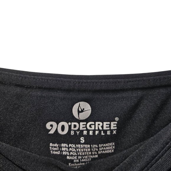 90 Degree by Reflex Small Black Cropped Leggings with Mesh Inserts - Picture 2 of 6